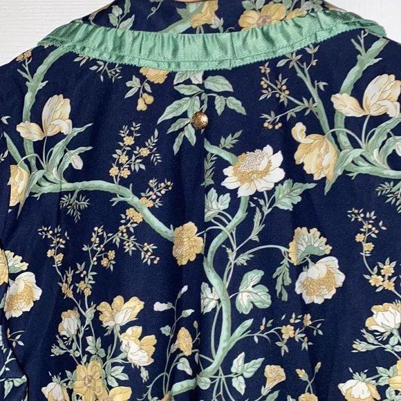 Tuckernuck Night Bloom Twiggy Dress With Green Trim And Gold Buttons - Picture 8 of 9